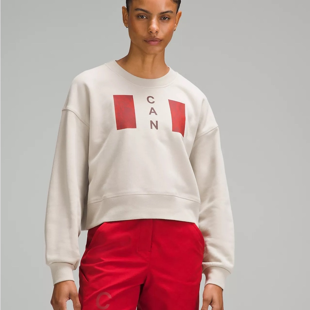 Lululemon Athletica Cream Boxy Crop Hoodie